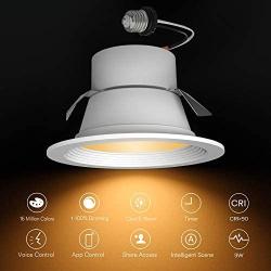 Lumary 4 inch Smart LED Recessed Lighting Wi-Fi LED Can Lights RGBWW Downlight Music Sync Simple Retrofit Installation Compatible with Alexa Google Assistant 9W 810LM (4 in WiFi- 1 Pack)
