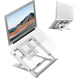 Ditucu Metal Laptop Stand for Desk,Foldable Portable Small Computer Table Tray Mount,Ergonomic Non-Slip Notebook Shelf for Office Home School Classroom Bed Supplies,Workspace Accessories(Gray