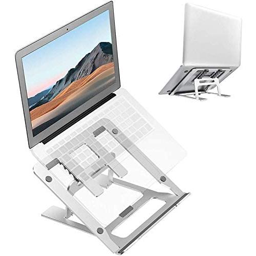 Ditucu Metal Laptop Stand for Desk,Foldable Portable Small Computer Table Tray Mount,Ergonomic Non-Slip Notebook Shelf for Office Home School Classroom Bed Supplies,Workspace Accessories(Gray