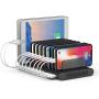 Alxum 10 Port USB Charging Station, Charging Station Dock for Multiple Device with Adjustable Dividers, Compatible with iPhone, iPad Air/Mini, Samsung Galaxy, LG stylo, Google Pixel, Kindle, Black
