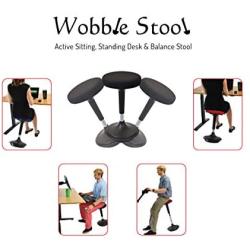 WOBBLE STOOL Standing Desk Balance Chair for Active Sitting. Tall ergonomic adjustable height swiveling leaning perch perching ergonomic sit stand high computer chair swivels 360 for adults kids