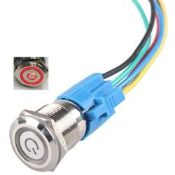 HiLetgo Latching Pushbutton Switch 16mm 5/8'' 12V-24V 5A Power Angel Eye LED Light Metal Toggle Switch with Wire Socket Plug