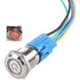 HiLetgo Latching Pushbutton Switch 16mm 5/8'' 12V-24V 5A Power Angel Eye LED Light Metal Toggle Switch with Wire Socket Plug