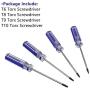 Kyuionty Set of 4 Torx Screwdriver, Magnetic T6 T8 T9 T10 Screwdriver Tool Kit for Repair & Maintenance Small Appliances & Electronic Products