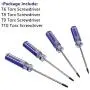 Kyuionty Set of 4 Torx Screwdriver, Magnetic T6 T8 T9 T10 Screwdriver Tool Kit for Repair & Maintenance Small Appliances & Electronic Products