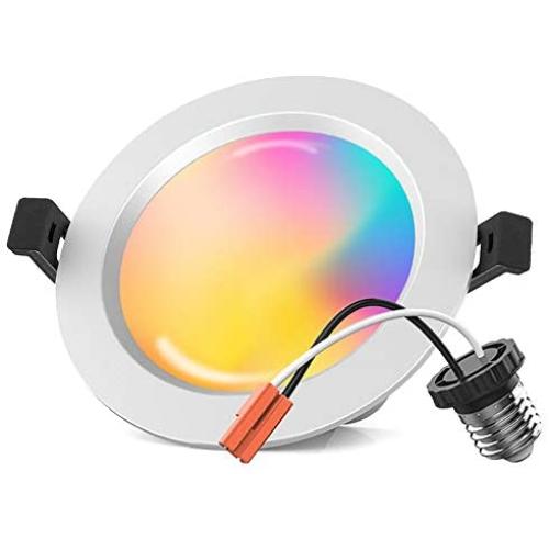 FVTLED 15W 6 inch Smart LED Recessed Downlight, Bluetooth Mesh Retrofit 1200LM 2700K-6500K Dimmable RGBWC Multicolor Color 5 in 1 Ceiling Spotlight Can Light (1pcs)