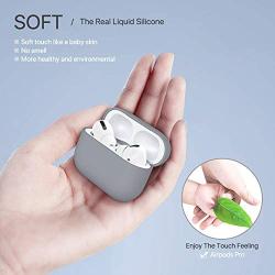 Miracase Upgrade Cover for Airpods Pro Case, Triple Layer Protective Liquid Silicone Case for AirPods Pro Charging Case, 2019 Release LED Visible Shockproof Soft Skin Friendly Silicone Case (Grey)
