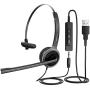 Mpow Single-Sided PC 3.5mm/USB Microphone Headset Noise Cancelling, 270 Degree Rotatable Boom Mic for Right/Left Ear, Comfort-fit Skype Headphone with Mute Function