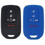 LemSa 2pcs Silicone 5 Buttons Smart Key Fob Cover Remote Keyless Entry Bag Compatible with Honda Civic Accord Pilot CR-V Pilot EX EX-L 2019 2018 2017 2016 2015 A2C81642600, Black/Blue