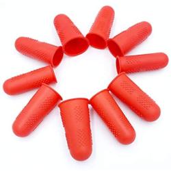 Silicone Finger Protectors,JDWG 10 pcs Finger Covers Finger Cots, Hot Glue Gun Finger Caps, Finger Sleeves,Great for Trigger Finger/Finger Cracking/Finger Arthritis/Finger Callus. (Red)