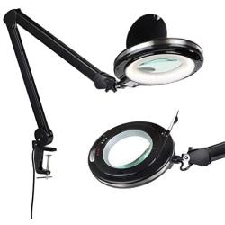 Brightech LightView Pro Magnifying Lamp & Table Clamp - Max Comfort - Pro Work Like Lash Extensions & Crafts - Durable Glass Magnifier with Bright LED Light - Dimmable & Adjustable Light Color