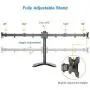 HUANUO Triple Monitor Stand - Free Standing Fully Adjustable Monitor Desk Mount - Tilts, Swivels, Rotates - Fits 3 LCD LED OLED Screens 13-24 Inches in Size, Each Arm Holds up to 22lbs