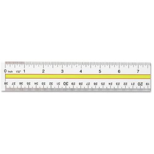 Westcott Products - Westcott - Highlighting Data Beveled Plastic Ruler, 15'', Clear/Yellow Panel - Sold As 1 Each - Simplify reading across computer sheets with the tinted guide. - Clear plastic ruler features a see-through yellow center panel to highligh