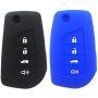 2Pcs WERFDSR Sillicone key fob Skin key Cover Keyless Entry Remote Case Protector Shell for Toyota Camry 4-Runner RAV4 Highlander Corolla Yaris 4 button smart remote black blue