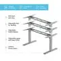 Standing Desk Frame Dual Motor. Adjustable Height and Width, 3 Stages Electric Legs for sit Stand Home Office desks. Suites Tops from 48'' to 73'' FLT-02 Grey