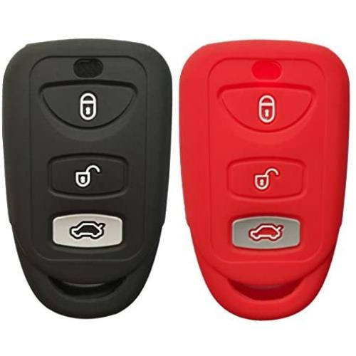 Coolbestda 2Pcs Rubber 3buttons Key Fob Protector Case Cover Keyless Entry Holder Skin Bag for Hyundai Elantra Genesis Sonata Kia Sorento Forte Optima Rondo Spectra