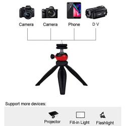 Coolux Mini Tripod Projector Mount with 360 Degrees Rotatable Heads for Projectors DSLR DVR Cameras Mini Webcam, Mount with Metal Ballhead for Camera … (Black(Red))