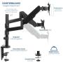 VIVO Dual Monitor Arm Mount for 17 to 32 inch Screens - Pneumatic Height Adjustment, Full Articulating Tilt, Swivel, Heavy Duty VESA Stand with Desk C-clamp and Grommet Option STAND-V002K