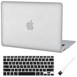 MacBook Air 13 inch Case A1369 A1466 Clear See Through Plastic Hard Shell Case Cover (Old Version 2010-2017) with Silicone Keyboard Cover and Dust Brush-Crystal Clear