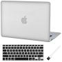 MacBook Air 13 inch Case A1369 A1466 Clear See Through Plastic Hard Shell Case Cover (Old Version 2010-2017) with Silicone Keyboard Cover and Dust Brush-Crystal Clear