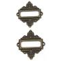 Antrader 12pcs Antique Bronze Office Library File Drawer Tag Vintage Style Label Holder Business Card Frame, 55mmx62mm