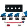MGI SpeedWare Black 4 Toggle Switch Panel, Powder Coat Steel, Safety Flip Covers (Blue)