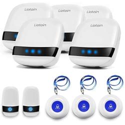 LIOTOIN Caregiver Pager Wireless SOS Call Button Nurse Alarm System Home/Elderly/Patient/Disabled/School Call Bell 5 Transmitter 5 Plug-in Receiver (600+ft Operating Range)