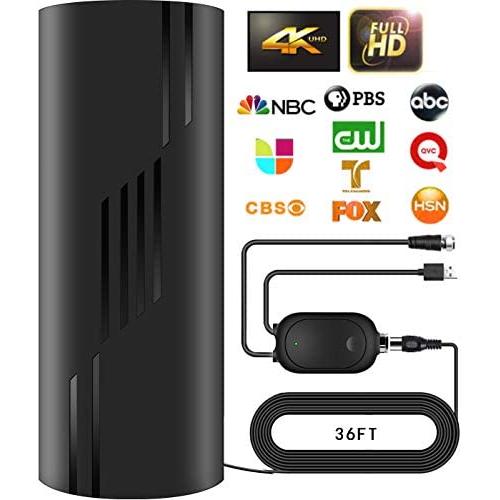 NewTechnology Amplifiered Indoor Outdoor TV Antenna,280+Miles Range Digital HD Antenna 36ft Long Detachable Coax Cable Support All Television,TV Antenna for Local Channels 4K HD 1080P VHF UHF (Black)