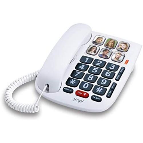 SMPL Hands-Free Dial Photo Memory Corded Phone # 56010, One-Touch 6 Photo Buttons, Amplification of Incoming Calls, Big Button Keypad, High-End Durable ABS Plastic and Button Construction