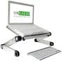 WorkEZ LIGHT Ergonomic Portable Lightweight Folding Aluminum Laptop Cooling Stand & Lap Desk Tray for Bed Couch. Adjustable height angle tilt notebook computer macbook desktop riser table-top holder