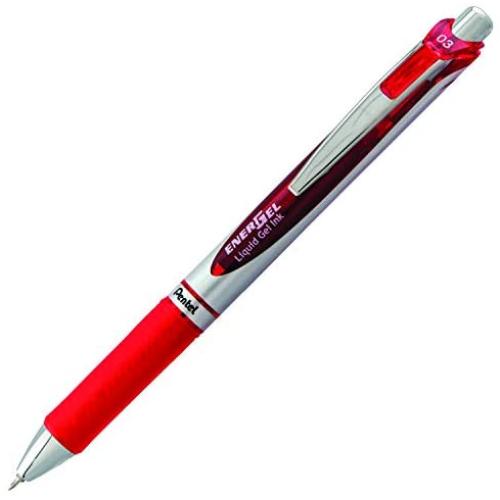 Pentel EnerGel RTX Retractable Liquid Gel Pen, Extra Fine Line, Needle Tip, Red Ink ,12 pack (BLN73-B), 0.3mm needle