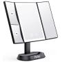 [Latest 2021] Makeup Mirror with Lights,Vanity Mirrors with 1X 5X 7X Magnification, Touch Screen, Dual Power Supplies, Portable Trifold Lighted Makeup Mirror