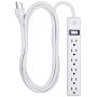 GE 6 Outlet Power Strip, 8 Ft Long Extension Cord, Grounded Outlets, UL Listed, White, 14832