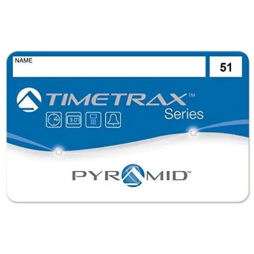 Pyramid Time Systems Trax 41304 Swipe Cards (51-100) for TTEZ, TTEZEK, PSDLAUBKK, TTPRO, TTMOBILE, FASTTIME 8000 & 9000 Time Clock Systems, 50/Pk. Magnetic Strip Employee Card, Blue/Black/White