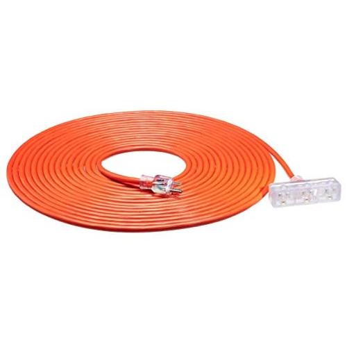 Amazon Basics Outdoor Extension Cord with Lighted 3 Outlets, Orange, 50 Foot