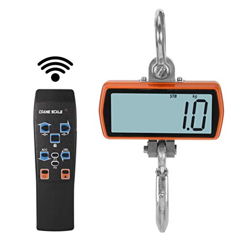 NEWTRY 1000kg/2200lb Wireless Electronic Digital Crane Scale Heavy Duty Industrial Hanging Scale with Remote Control and Charger (Orange, 1000kg/2200lb)