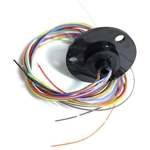 Taidacent Hollow Slip Ring Rotary Electrical Contact 2/4/6/12 Road Collector Ring Conductive Electric Motor Slip Ring Rotating Connector (12 Wire 2A Inner Hole 5mm Outer Diameter 22mm)
