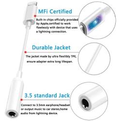 WIKIPro Lightning to Headphone Jack Adapter Dongle [ MFi Certified ] Earbuds Headphone Converter for iPhone 12/12Pro/SE/11/Pro/Pro Max/XR/Xs/Xs Max/X/8/7,Music Control,Calling&Siri Supported