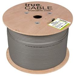 trueCABLE Cat6A Shielded Plenum (CMP), 1000ft, Gray, 23AWG Solid Bare Copper, 750MHz, ETL Listed, Overall Foil Shield (FTP), Bulk Ethernet Cable
