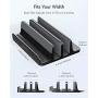 Vertical Laptop Stand - AboveTEK - 3 Slots for Computer, Tablet, Phone - Fits All Laptop Models （up to 17.3''） - Heavy Duty Polished Aluminum Desktop Holder - Anti Slide Silicone Grips - Black
