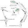 LANCOSC LED Magnifying Lamp with Clamp, Stepless Dimmable, 3 Color Modes, 5-Diopter 4.3″ Real Glass Lens, Adjustable Swivel Arm Lighted Magnifier Light for Desk Table Craft Workbench Close Work-2.25X