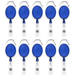 Fushing 20Pcs Carabiner Badge Reels Retractable ID Card Reels (Blue)