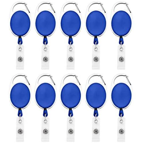 Fushing 20Pcs Carabiner Badge Reels Retractable ID Card Reels (Blue)