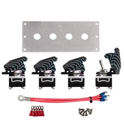 MGI SpeedWare 4 Gang Metal Toggle Switch Panel, Safety Flip Covers (Carbon Fiber)