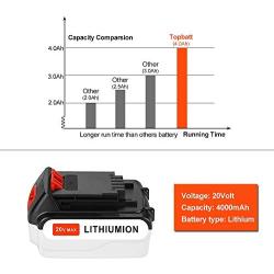20V 4.0Ah Max LBXR20 Replacement Battery for Black and Decker 20V Lithium Battery BXR20-OPE LBXR2020 LBXR20 LB20 LBX20 LB2X4020
