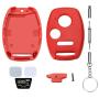 Cutting Not Required - Replacement Key Fob Keyless Entry Remote Shell Case for Honda Civic/Accord/CR-V/Fit/Odyssey/Pilot/Ridgeline/CR-Z Car Key Fob Cover (2+1 Button, Black+Red)