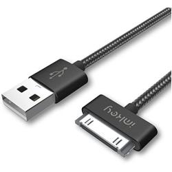 IMKEY Apple Certified 6.5 Feet 30-Pin to USB Sync and Charging Cable for iPhone 4/ 4S, iPhone 3G/ 3GS, Ipad 1/2/ 3, iPod - (Black)