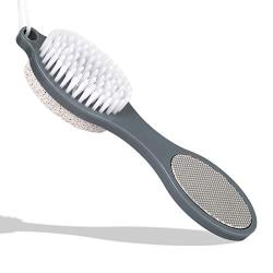CLEEDY Foot File Callus Remover – Multifunction Pedicure Tools, Professional Foot Scrubber, 4-in-1 Foot Paddle with Pumice Stone, Foot Rasp, Brush & Emery File (Grey Foot Paddle)