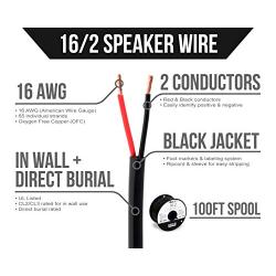 Next 16/2 Speaker Wire - 16 AWG/Gauge 2 Conductor - UL Listed in Wall (CL2/CL3) and Outdoor/In Ground (Direct Burial) Rated - Oxygen-Free Copper (OFC) - 100 Foot Spool - Black