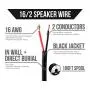 Next 16/2 Speaker Wire - 16 AWG/Gauge 2 Conductor - UL Listed in Wall (CL2/CL3) and Outdoor/In Ground (Direct Burial) Rated - Oxygen-Free Copper (OFC) - 100 Foot Spool - Black